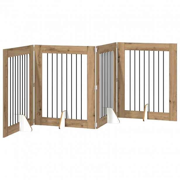 vidaXL Skládací psí brána se stojany 4 ks Dub artisan 321 cm