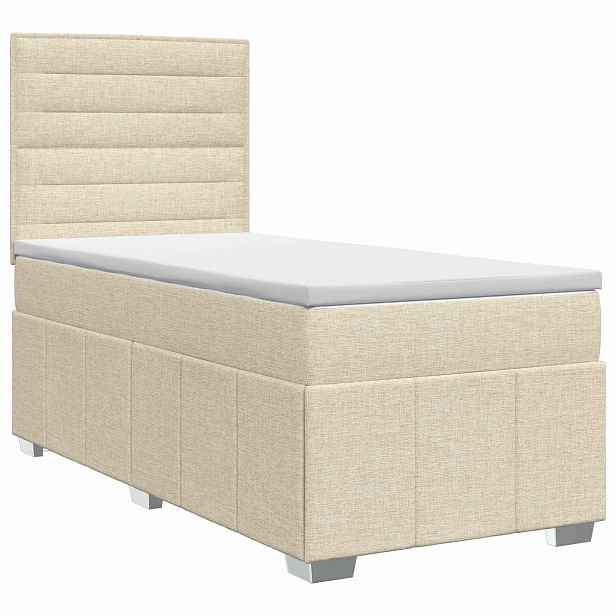 vidaXL Postel boxspring s matrací s čelo Krémová 90 x 200 cm Textil