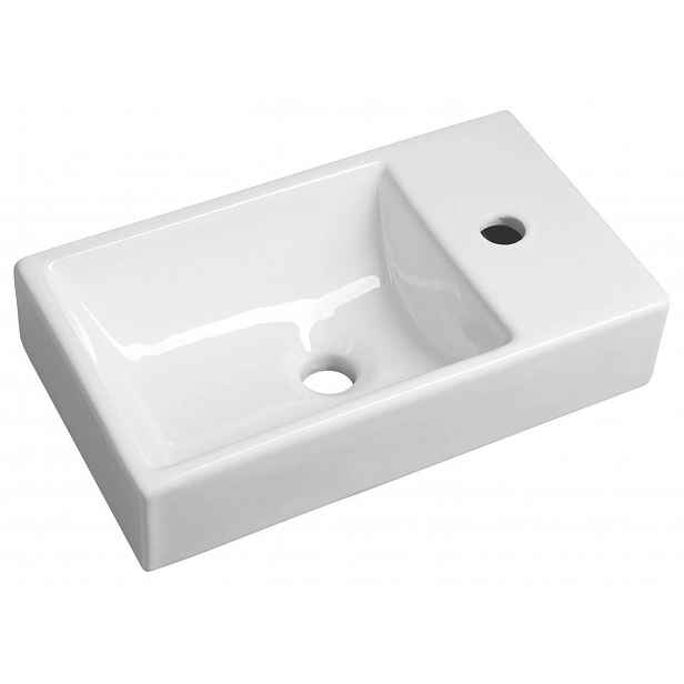 Sapho Small - Umývátko Minos, 45x26 cm, bez přepadu, otvor pro baterii vpravo, bílá 4057