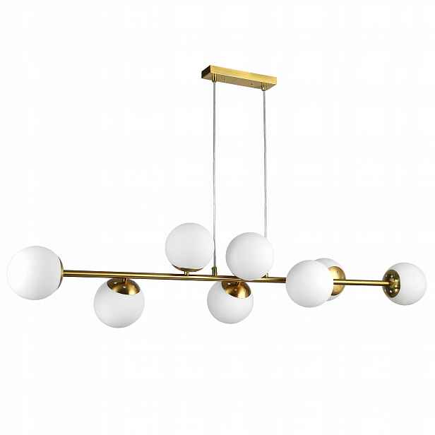 Závěsné stropní svítidlo lustr skleněná koule 8xE27 Loft 120 cm zlatá bílá