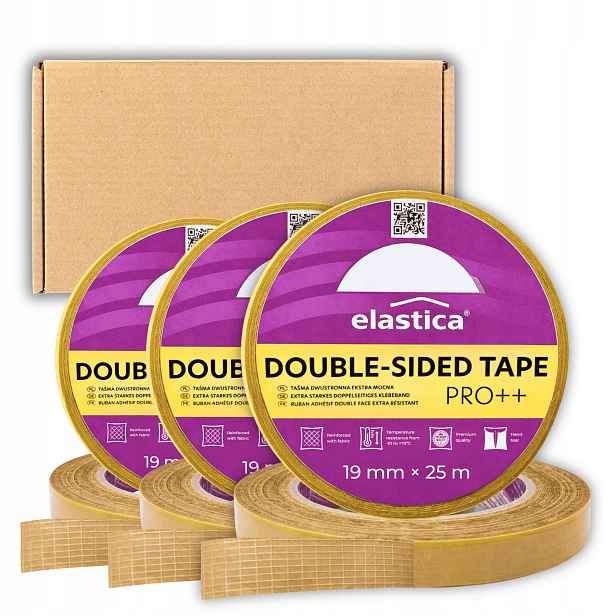 64 x Oboustranná úzká montážní páska Pet 19 mm x 25 m Elastica Pro++