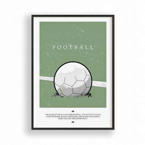 Obraz Fotbal Citát Motivační Plakát Rámeček Dřevěný Černý 30x42 cm