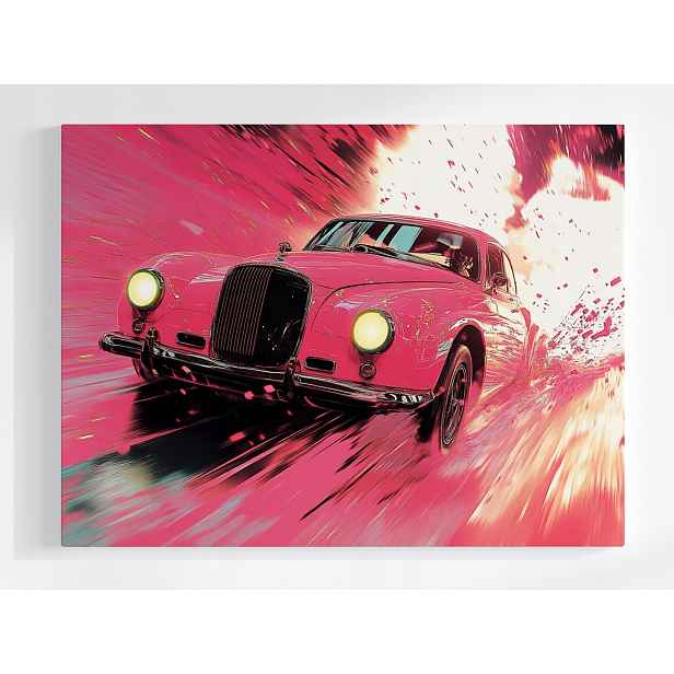 Plakát Růžový Auto Rychlost Závod Jízda 100x75