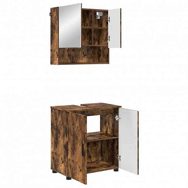 vidaXL Sada koupelnového nábytku 2 ks Kouřový dub 61 x 35 x 64 cm