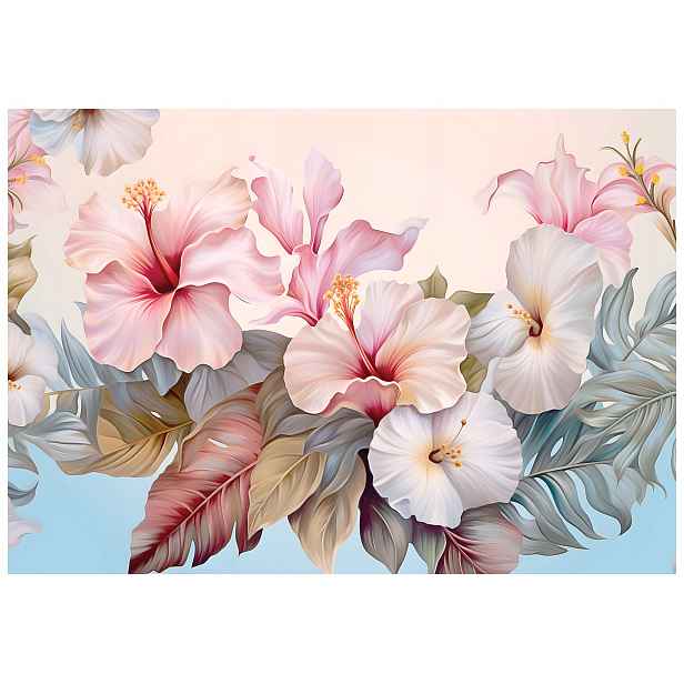 Fototapeta Hibiskus pastelové květiny do ložnice a obývacího pokoje 300x210 lepidlo