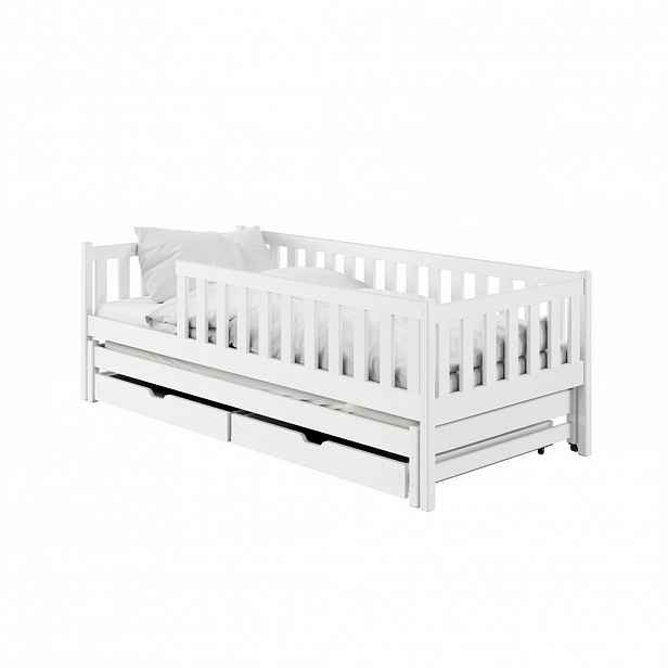 Kids Collective DĚTSKÁ POSTEL s výsuvným lůžkem a dvěma zásuvkami 80x180 v bílé barvě