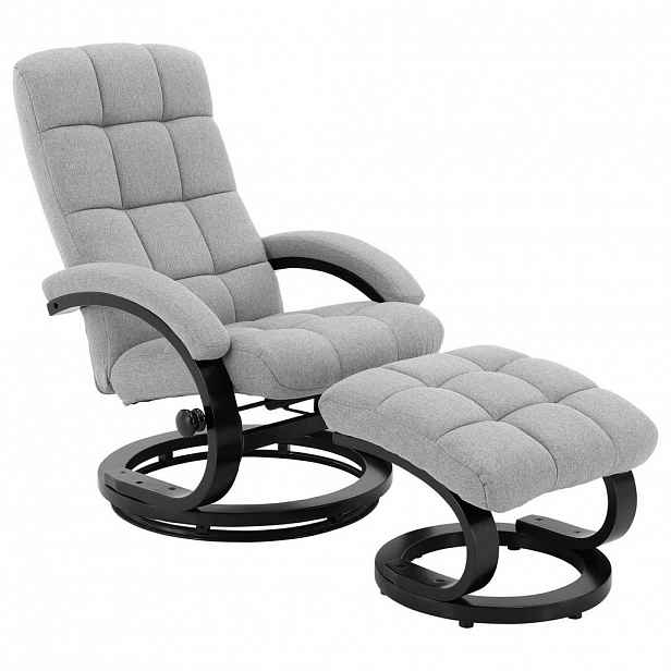 P & B RELAXAČNÍ KŘESLO S TABURETEM, textil, béžová