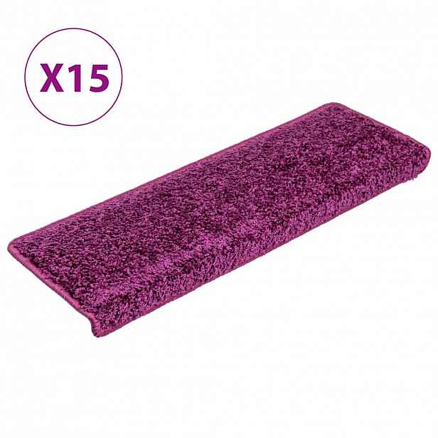 vidaXL Schodové rohože 15 ks 65 x 21 x 4 cm fialové s obdélníkovým okrajem