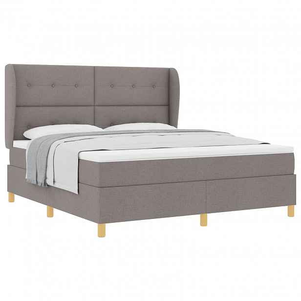 vidaXL Postel s boxspringem s čelo Taupe 200 x 180 cm textil