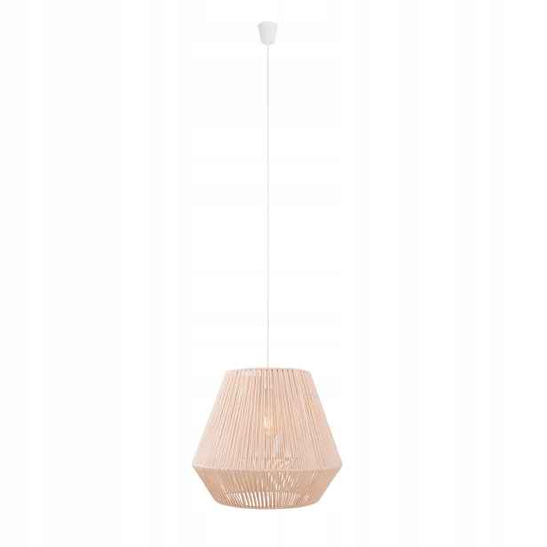 Závěsná lampa krémové stínidlo z boho bavlny do jídelny nad stůl Maxlight