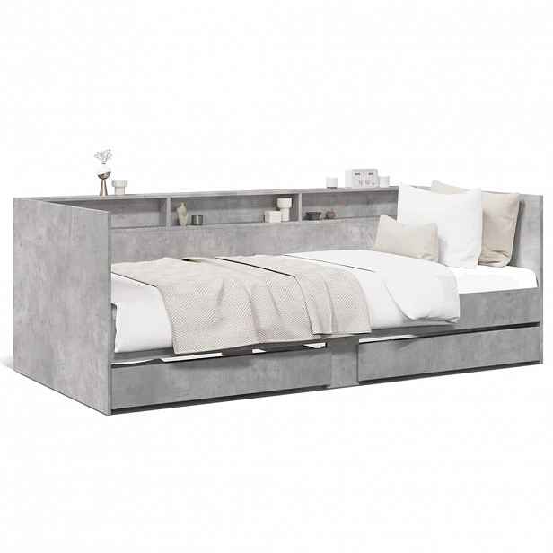 vidaXL Válenda se zásuvkami bez matrace betonově šedá 75 x 190 cm