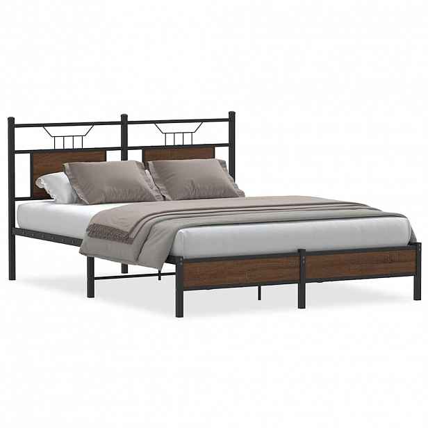 vidaXL Rám postele bez matrace hnědý dub 140 x 190 cm kompozitní dřevo