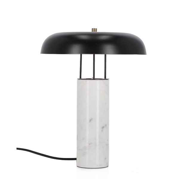 Černobílá mramorová stolní lampa s kovovým stínidlem (výška 33 cm) Kaithal – Bizzotto
