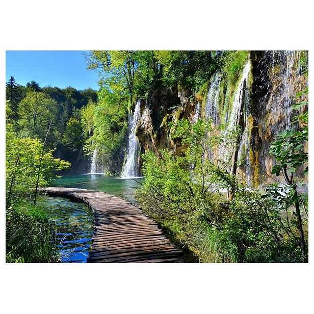 Fototapeta Vodopád Jezero Les Stezka Krajina Odpočinek 200x140 lepidlo