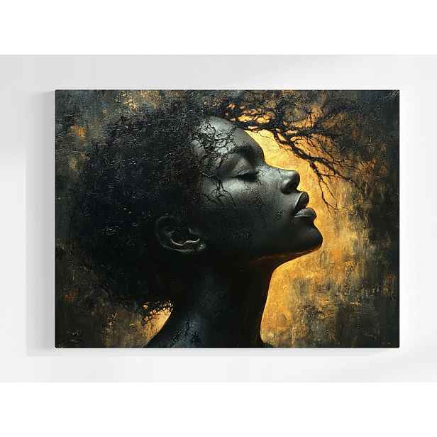 Plakát Žena Dívka Portrét Profil Dřevo 100x75