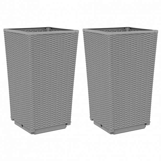 vidaXL Zahradní květináče 2 ks světle šedé 32,5 x 32,5 x 57 cm PP
