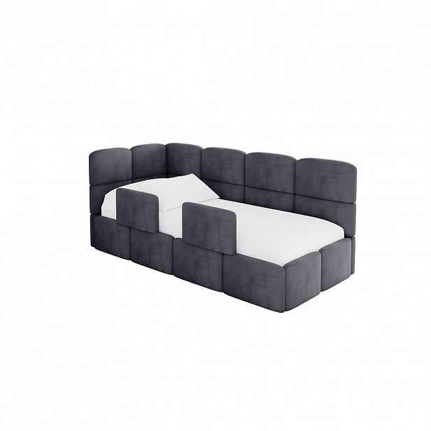 ALTDECOR JEDNOLŮŽKOVÁ POSTEL pro mládež s úložným prostorem, vpravo - KIVY 80x200 tmavě šedá