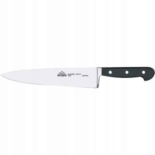 Nůž kuchyňský černý čepel 20 cm široký kovaný Stubai