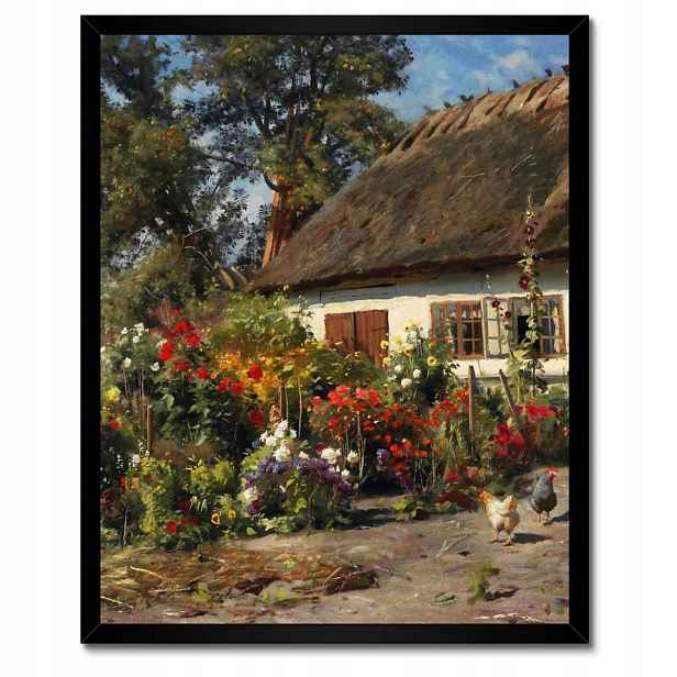 Plakáty v rámu 40x50 Venkovský domek s květinami