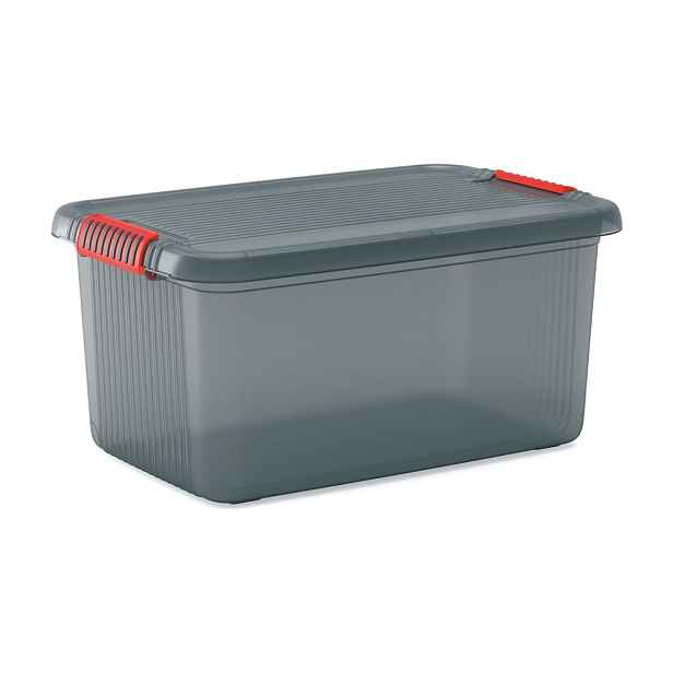 Šedý plastový úložný box s víkem 59x39x28 cm K Latch Box – KIS