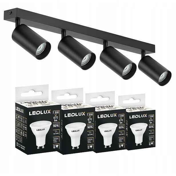 Set Stropní svítidlo kolejnice halogenové svítidlo 4X GU10 Led 7W
