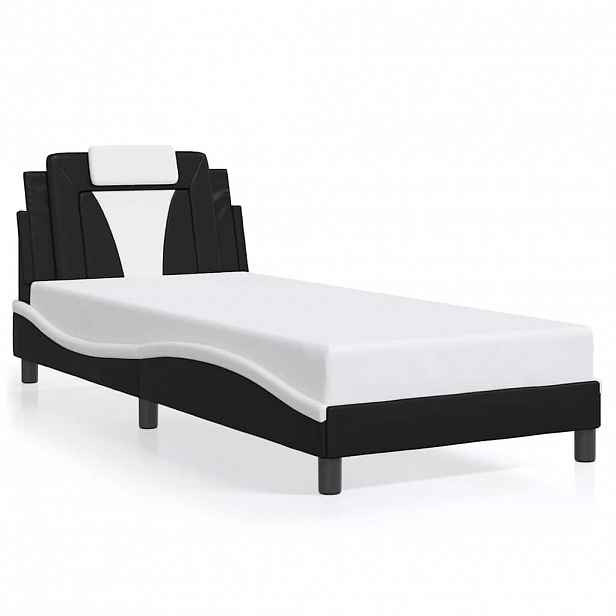 vidaXL Rám postele Viana bez matrace černý a bílý 80 x 200 cm umělá kůže