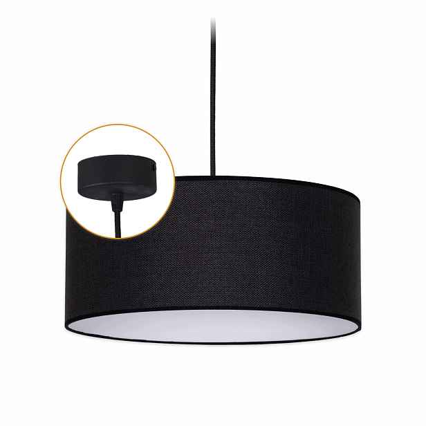 Závěsná Stropní Lampa Lustr Stínidlo Moderní Černý Len Led 35 cm E27