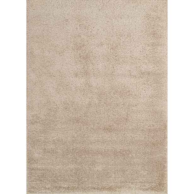 Béžový tlustý koberec typu shaggy do obývacího pokoje nebo ložnice, 160 x 220 cm