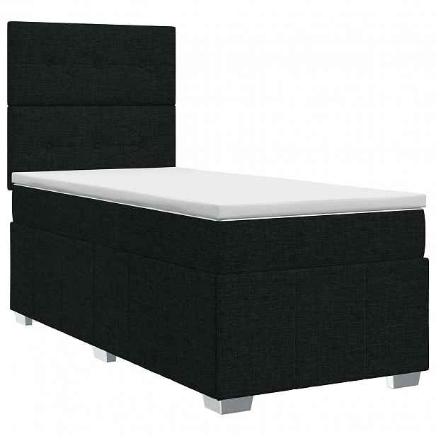 vidaXL Postel boxspring s matrací s čelo Černá 90 x 200 cm Textil
