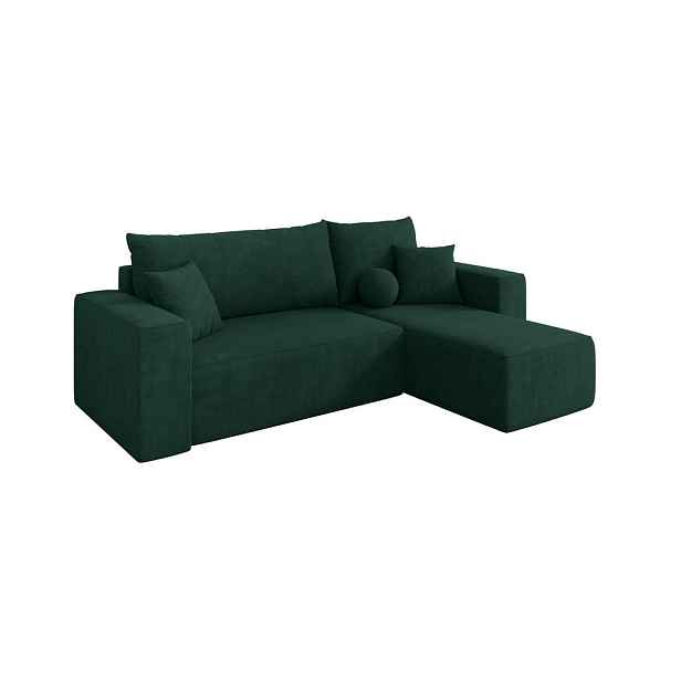 ALTDECOR ROHOVÁ SEDAČKA s funkcí spaní, otoman vpravo SENO-L 249x139x85 zelená velur