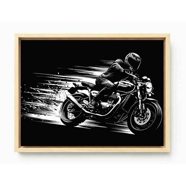 Rám Na Obraz Americká Krabice Dynamický Motocykel Rychlost Černobílý 80x60