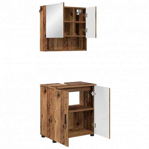 vidaXL Sada koupelnového nábytku 2 ks Staré dřevo 61 x 35 x 64 cm
