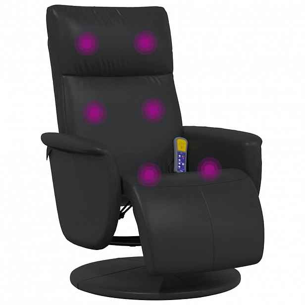 vidaXL Masážní polohovací křeslo s podnožkou černé umělá kůže