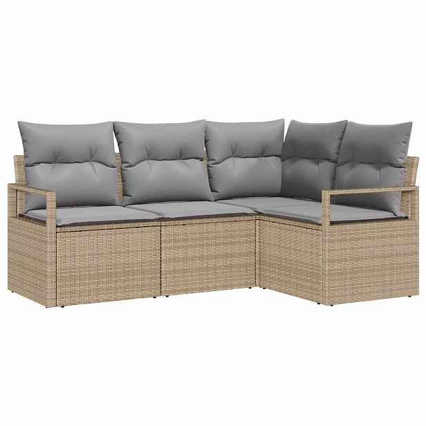 vidaXL Set pohovek 4 ks Béžová polyratan