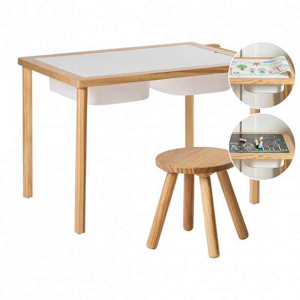 Beliani DĚTSKÝ STŮL a Stuhlset Světle hnědý Montessori s úložným prostorem Kempsey