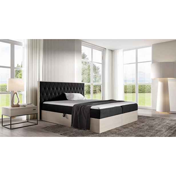 Manželská postel 140x220 CHANTELLE 6 - nordic teak / grafitová + topper ZDARMA
