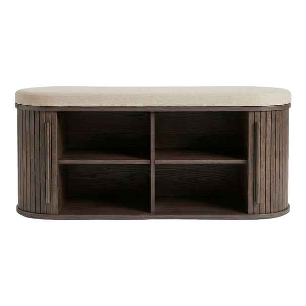 Polstrovaná lavice v tmavě přírodní barvě Meta – Unique Furniture