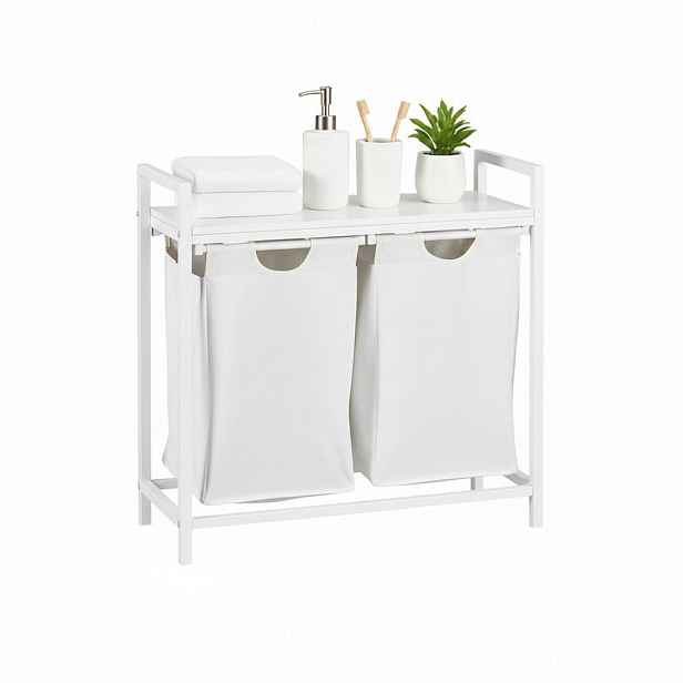 Relaxdays PRÁDELNÍK Bílý 2-komorový s policí kov 72 cm