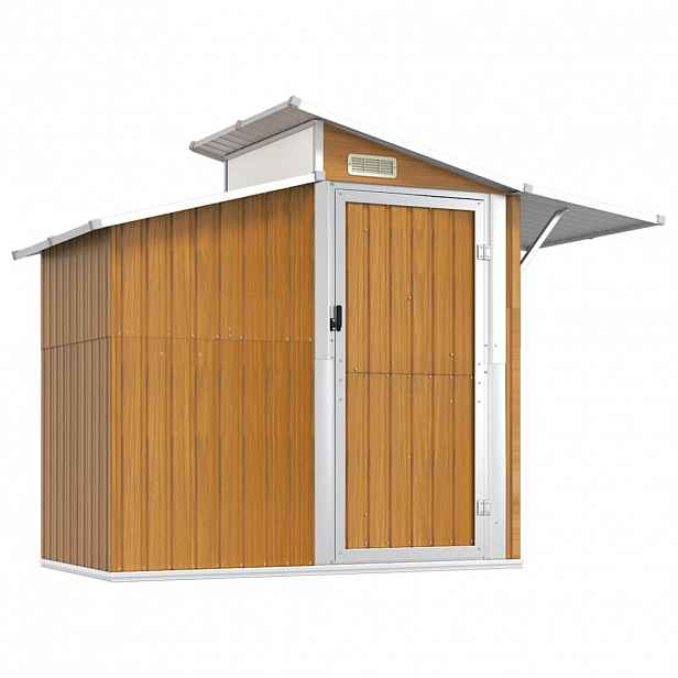 vidaXL Zahradní kůlna hnědá 270 x 130 x 208,5 cm pozinkovaná ocel