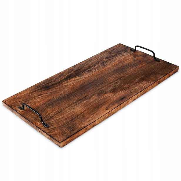 Dřevěný servírovací podnos s držadly, 56 x 29,6 cm