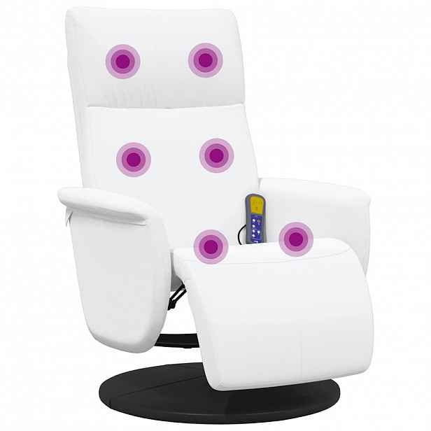 vidaXL Masážní polohovací křeslo s podnožkou bílé umělá kůže