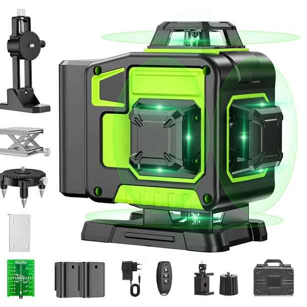 16bodová laserová úroveň 360 se samonivelací, 4x360° Profesionální4D