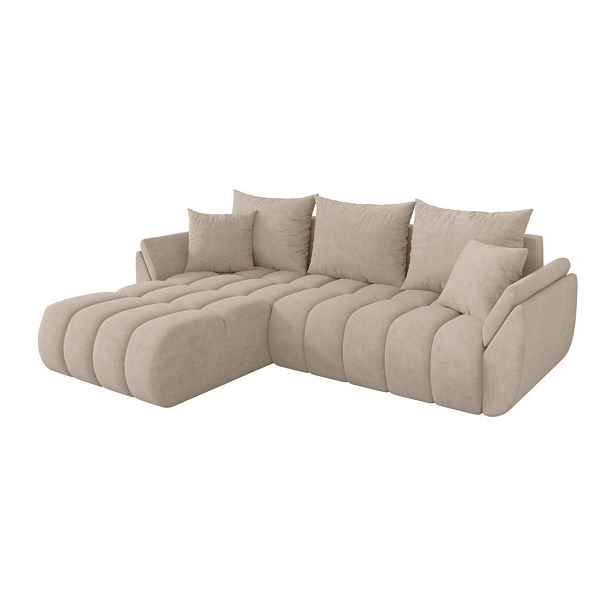 ALTDECOR ROHOVÁ SEDAČKA s funkcí spaní, otoman vlevo TOKO-L-v1 277x194x86 béžová velur
