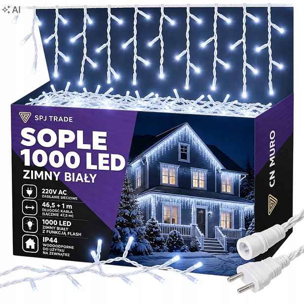 Kurtyna Rampouchy 1000 Led Bílé Studené na staré