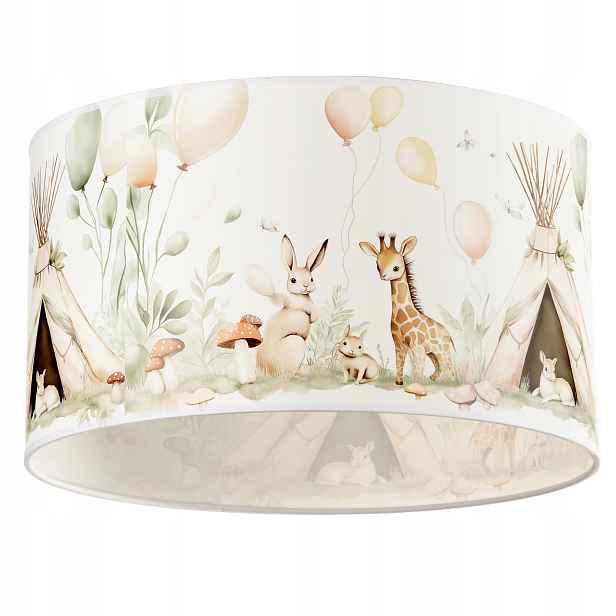 Stínidlo E27 Válec Pro Stropní Lampu Dětská Pastelová Zvířátka 30 CM