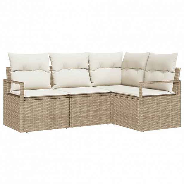 vidaXL Set pohovek 4 pcs Béžová polyratan