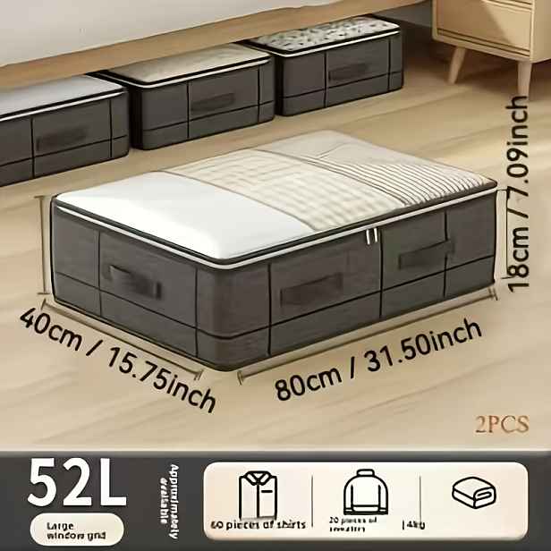 TEMU 1 Extra Velký Úložný Pytel Pod Postel s Odolnými Dvojitými Uchy, Průhledným Okénkem, Přenosný Skládací Organizér na Oblečení, Ideální pro