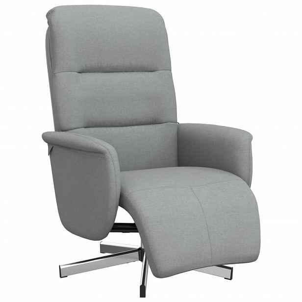 vidaXL Polohovací křeslo s podnožkou světle šedé textil