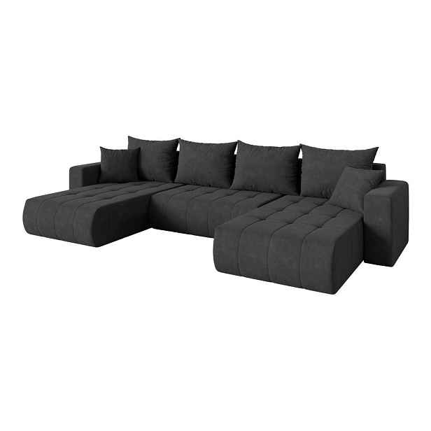 ALTDECOR SEDACÍ SOUPRAVA DO U s funkcí spaní a úložným prostorem MILA-U 378x194x86 tmavě šedá velur