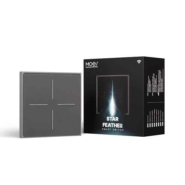 Dotykový spínač světla WiFi 4-kanálový šedý Moes Tuya Star Feather